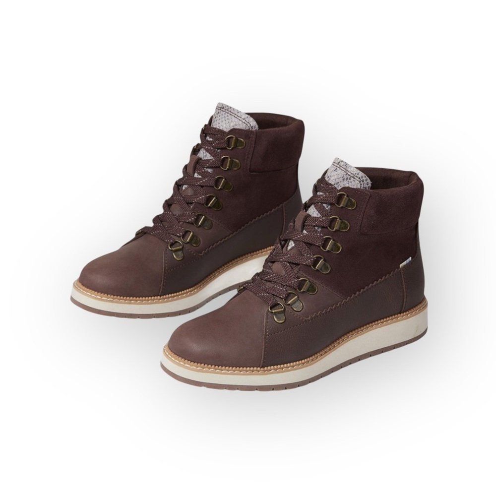 new Toms ☀︎︎ Mesa Waterproof Leather Bootie ☀︎︎ Hiking Boot ☀︎︎ Penny Brown ☀︎ - Picture 15 of 16